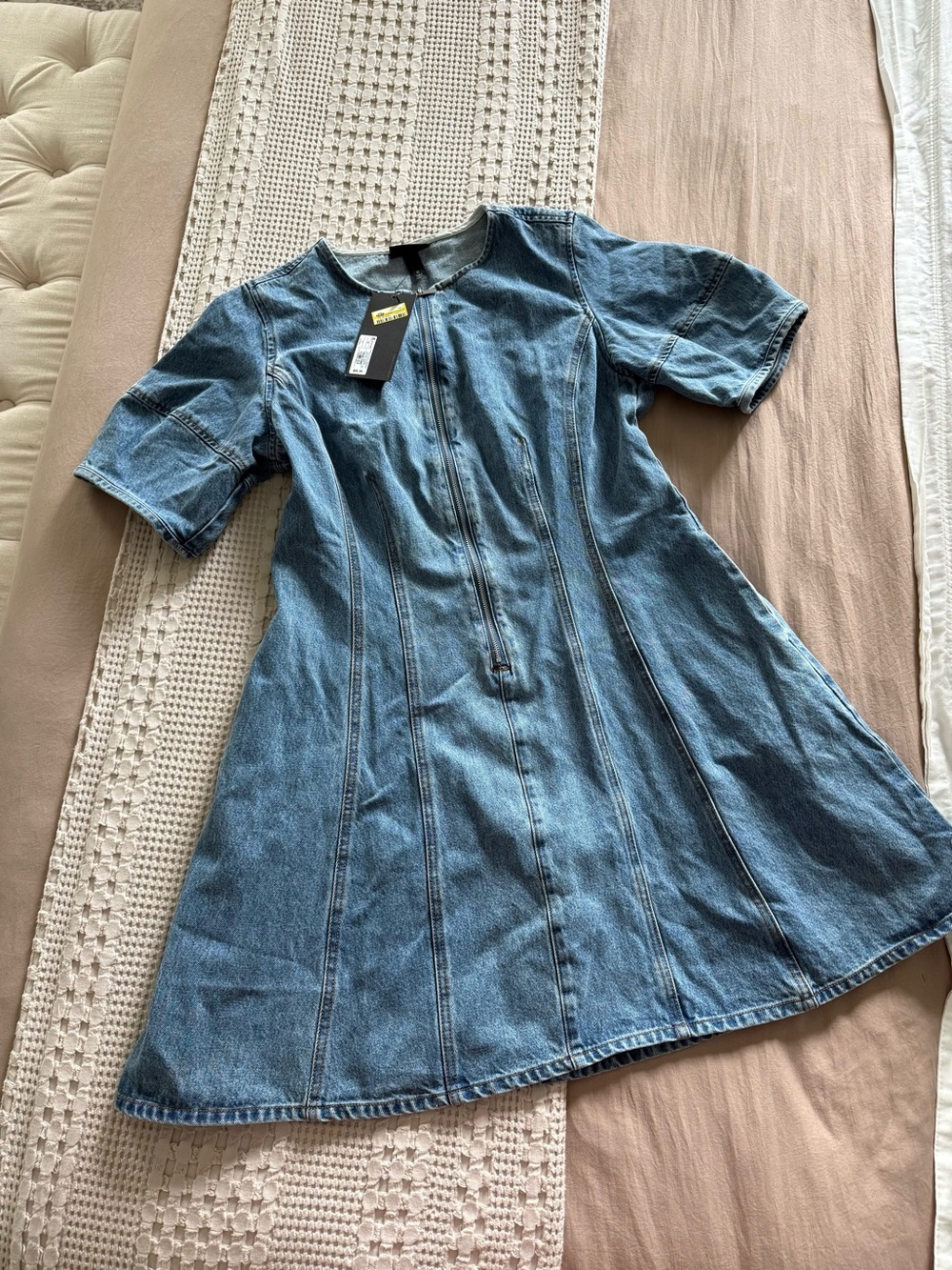 NEW Future Collective Denim Mini A-Line Dress Size M